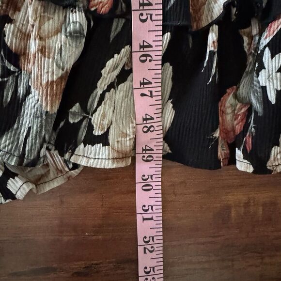 Floral Ribbed Maxi Dress Womens Small Tiered Ruffle Boho Chic Cottagecore Flowy - Picture 13 of 13